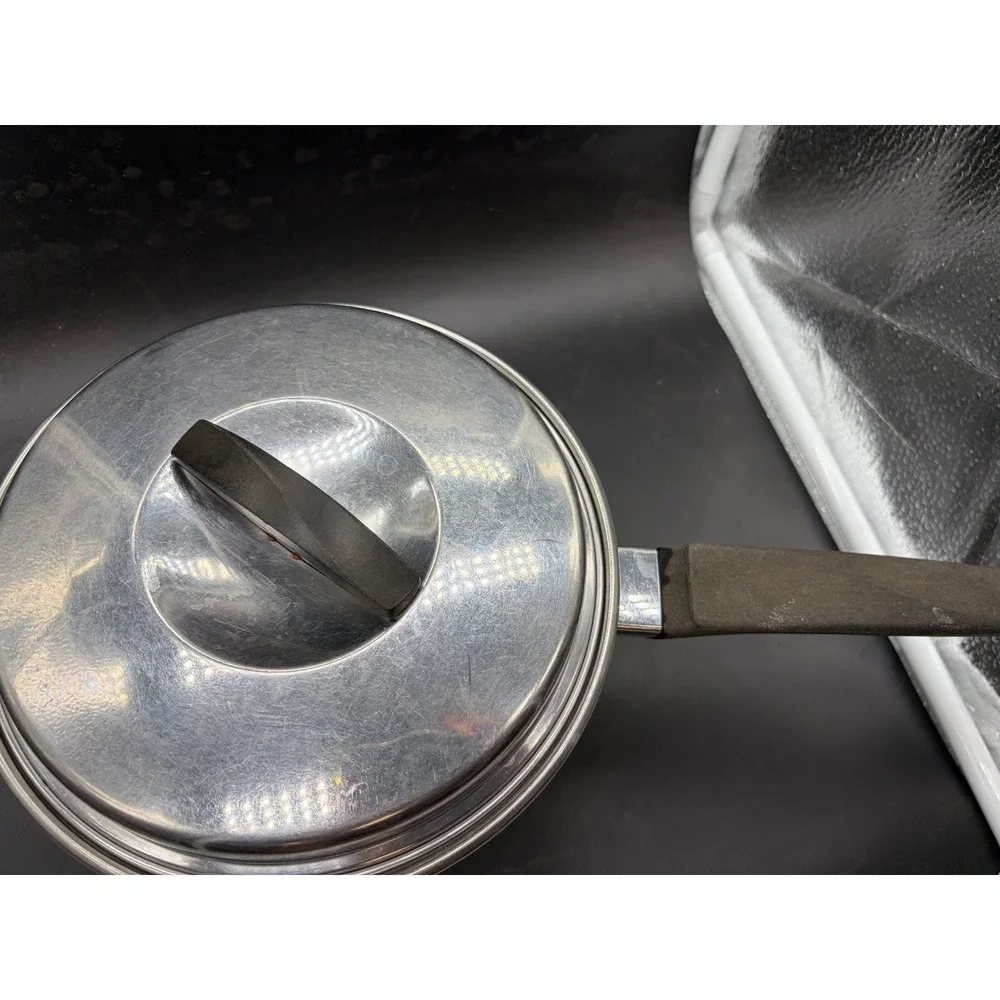Vintage Flint Ekco 3 Quart Saucepan Stainless Steel Radiant Heat Core with Lid